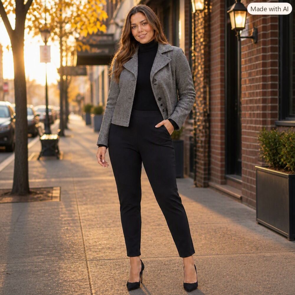 Michael Kors Chic Black Slim Ponte Pants | Size L | Sleek No‑Pocket Design